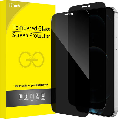 JETech Privacy Full Coverage Screen Protector for iPhone 12 Pro Max 6.7-Inch, Anti-Spy Tempered Glass Film, Edge to Edge Protection Case-Friendly,...