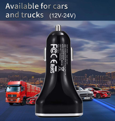 BANVIE USB C Car Charger with LED Voltage Display, 30W 2-Port Fast Charging Adapter with PD3.0&QC3.0 Compatible with iPhone 12 Pro Max/11 Pro Max/...