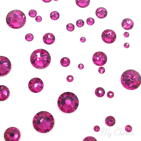 FUCHSIA (502) hot pink 144 pcs Swarovski 2058/2088 Crystal Flatbacks rose pink rhinestones nail art assorted mixed with Sizes ss5, ss7, ss9, ss12,...
