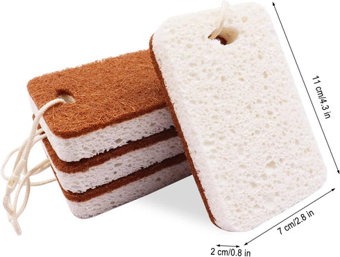 Natural Sponge, Sponges Individually Wrapped, Non Scratch Kitchen Cleaning Sponge Scouring Pad Cellulose Coconut Scrubbing Sponge for Washing Dish...