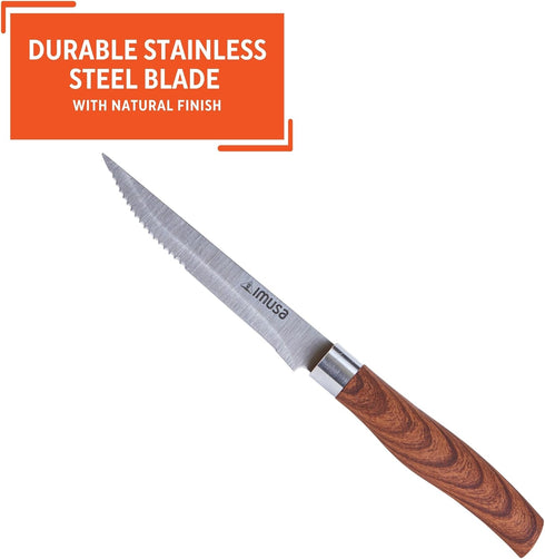 Imusa 4.5in Chef WL Stainless Steel Steak Knife with Wood Look Handle...