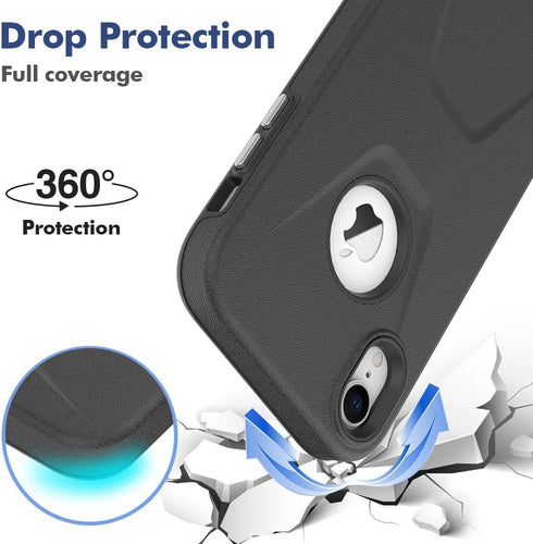 for iPhone XR Case 6.1 inch, 14ft Drop Tested, Shockproof Protection Dual Layer Case for iPhone XR, Black...