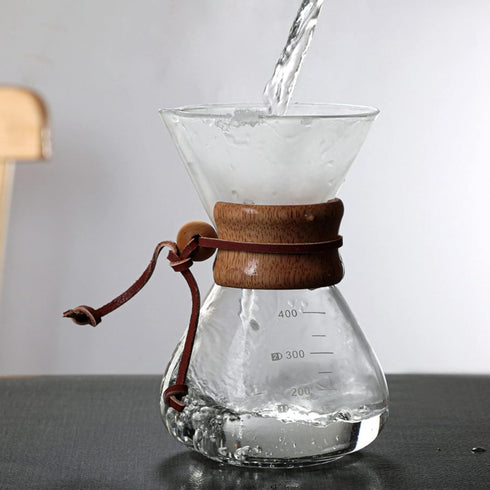 Coffee Brewer,Pour Over Coffee Maker 400ml Double Filter Wooden Sleeve Coffee Brewer Filter Suitable for Home Cafe Parties...