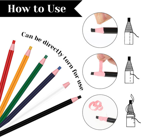 Moalin 12Pcs Sewing Mark Pencil, Sewing Fabric Pencils Free Cutting Crayons Sewing Fabric Pencil Tailor's Marking and Tracing Tools (6 Colors)...