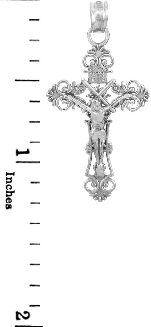 925 Sterling Inri Filigree Silver Crucifix Pendant...
