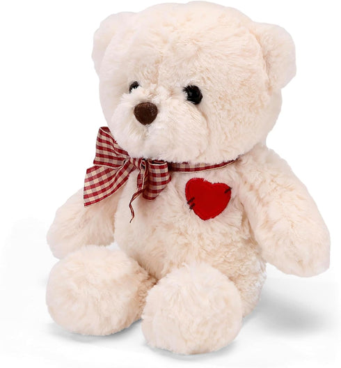 Small Teddy Bear with Heart Cute White Teddy Bear Stuffed Animal Valentine's Day Soft Stuffed Bear Plush Bear Plushie Toys Gifts for Girlfriend Bo...