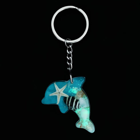 Multicolor Glow in the Dark Seashell Starfish Dolphin Turtle Keychain...