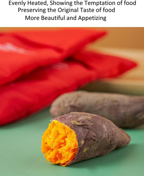 4PCS Reusable Microwave Potato Cooker Bags, Red, Fiber Cloth, Drawstring Closure, Perfect for Baked, Mashed, or Fries in 4 Minutes...