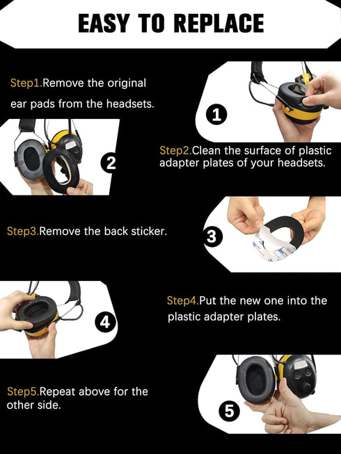 PROHEAR FEP01-1Pair Replacement Foam Ear Pads (Upgraded) for 3M WorkTunes Connect(90543, 90544, 90542, 90541), ZOHAN EM042 Radio Headphone, PROHEA...