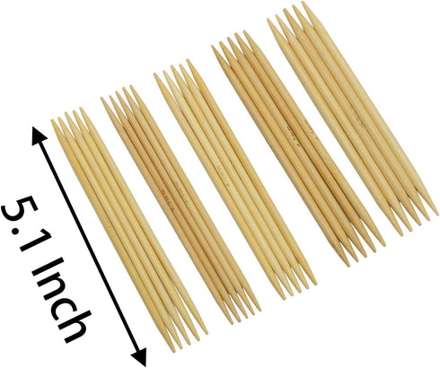 55Pcs 5.1 Inch Length 11 Size of Diameter Double Pointed Bamboo Knitting Needles (5'' set 11)......