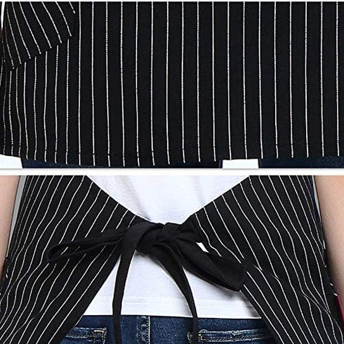 Somotersea Kitchen Apron with Pockets Adjustable Bib Apron for Cooking Pinstripe...