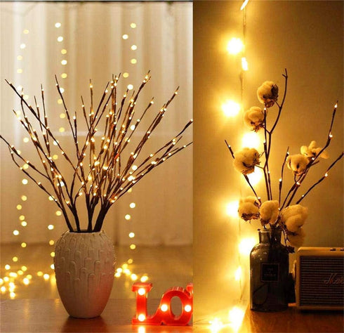2 Pack Decorative LED Lighted Branch Lights Battery Operated Artificial LED Twig Branches Decoration for Home Room Decor Christmas Vase (Warm Whit...