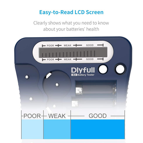 Battery Tester, Dlyfull LCD Display Universal Battery Checker for AA AAA C D 9V CR2032 CR123A CR2 CRV3 2CR5 CRP2 1.5V/3V Button Cell Batteries, 1x...