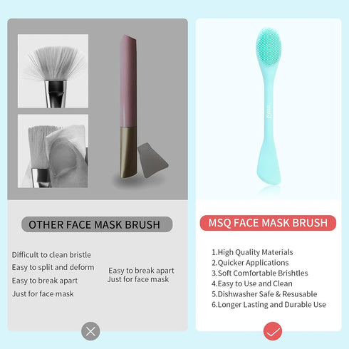 MSQ Silicone Face Mask Brush, Soft Facial Cleansing Scrubber, 2 Pack Double-End Facial Mask Brush for Mud, Clay, Charcoal Mixed Mask, DIY, Skincar...