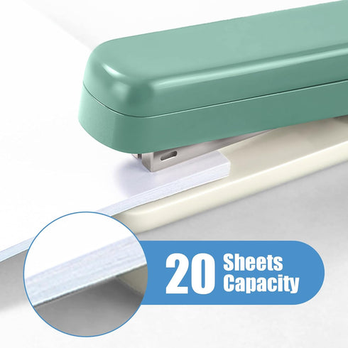 Swing-Arm Swivel Stapler, 20 Sheets Capacity, 360 Degree Rotate Desk Staplers for Booklet or Book Binding, Green...