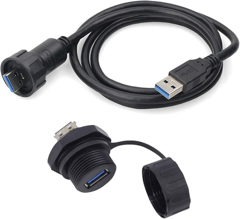PENGLIN Waterproof USB 3.0 Cable, USB Male to Female Panel Mount Connector with USB Male to Male Extension Cable, USB3.0 Connector Set(Type A Fema...