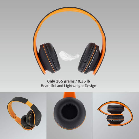 PowerLocus Wireless Bluetooth Over-Ear Stereo Foldable Headphones, Wired Headsets Rechargeable with Built-in Microphone for iPhone, Samsung, LG, i...