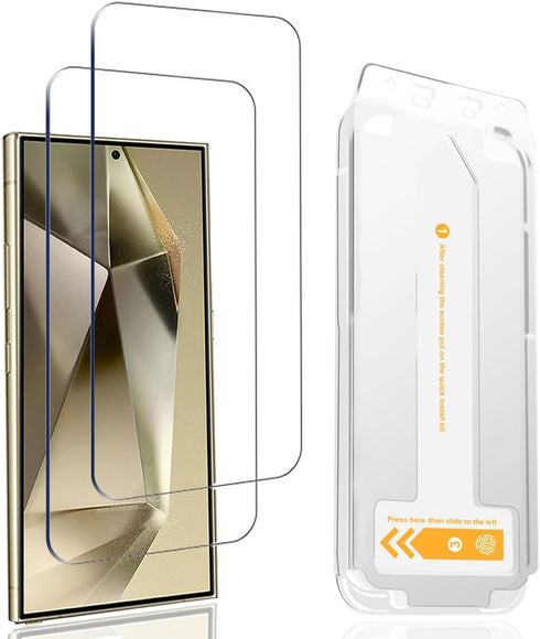 2 PackS for Samsung Galaxy S24 Ultra (6.8') Anti fingerprint Screen Protector film,Durable Double Shatterproof HD Tempered Glass Film,with Easy In...