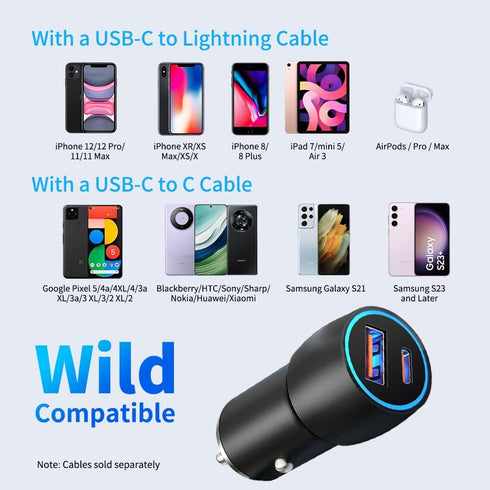USB C Car Charger,Aluminum alloy Car Charger USB C Fast Charging, USB 20W & PD 18W Dual Port Car Charger Compatible with iPhone 15 Pro Max 14 13 i...