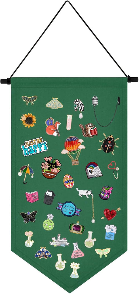 Kunyeah Wall Hanging Brooch Organizer Storage Case Colorful Canvas Pin Board Stand Enamel Pin Badge Hanging Holder Display Banner Earrings Collect...