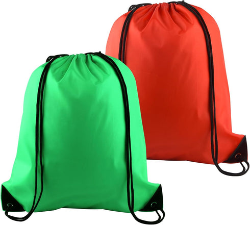 PLULON 2Pcs Drawstring Bags Bulk Drawstring Backpack Green Red String Backpack Cinch Sack Sport Gym Backpack Bags for Yoga Traveling Outdoor Sport...