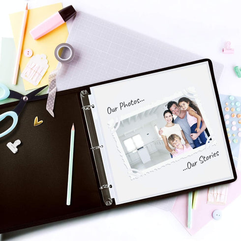 Dunwell Scrapbook Refill Pages 12x12 - (10 Pack) Super Heavyweight, Fits 3 Ring Scrapbooking Binders 12 x 12, Standard 12x12 Photo Album Refill Pa...