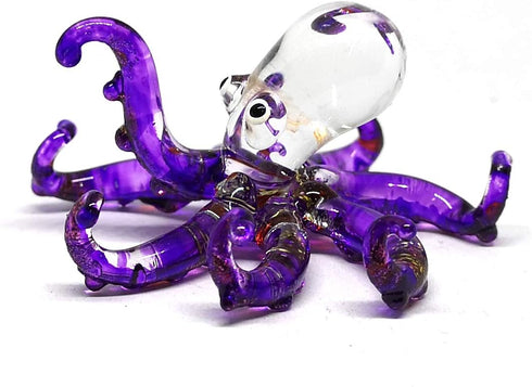 ZOOCRAFT Glass Sea Octopus Figurine Miniature Hand Blown Purple Coastal Style Home Decor Gift Collectible...