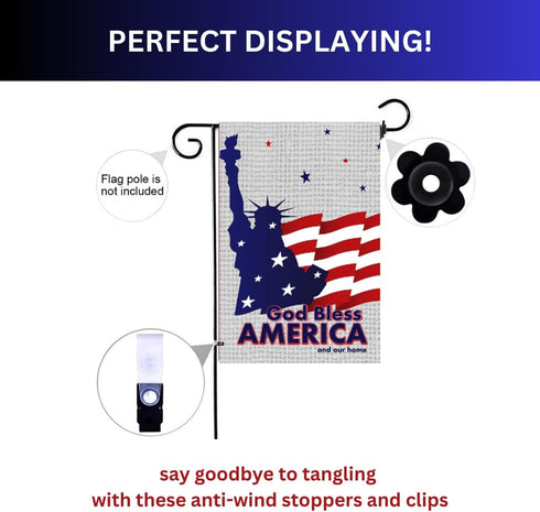 Statue of Liberty Garden Flags, God Bless America Sign 12 x 18 in - Truely Double Sided - also functional for Memorial Day - Garden Decor Outside ...