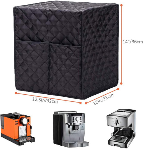 Coffee Maker Cover COOSOO Stain Resistant Washable Covers with Storage Pocket Dust Protection Coffee Maker Appliance Cover for Kitchen...