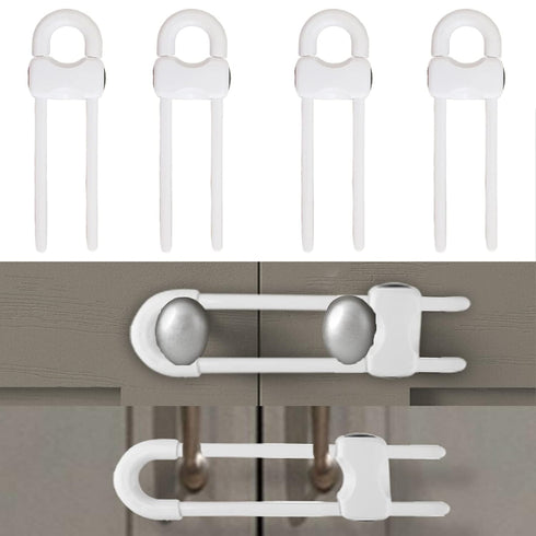 Sliding Cabinet Locks, Child Safety Locks U-Shaped Adjustable Child Proof Locks Multi-Purpose Latches for Drawers Closets Refrigerators Storage Do...