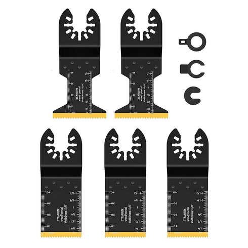 5pcs Titanium Oscillating Tool Blades for Metal Nails Hard Material and Wood Plastic - Multitool Blades Fit Dewalt Bosch Worx Milwaukee Ryobi...