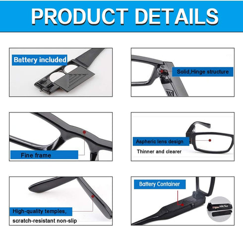 Bright LED Readers with Lights Reading Glasses Lighted Magnifier Nighttime Reader Compact Full Frame Eyewear Clear Vision Unisex Clear Vision Ligh...