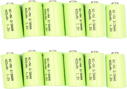 1.2v 2/3 AAA 400mah NiMH Rechargeable Batteries with Button Top for DIY LED Solar Light?12 Packs...