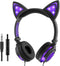 Kids Headphones with light up cat ears On Ear LED Kitty Headphones with Mic for Kids Boys Girls Children Wired Headset for School Learning Tablet ...