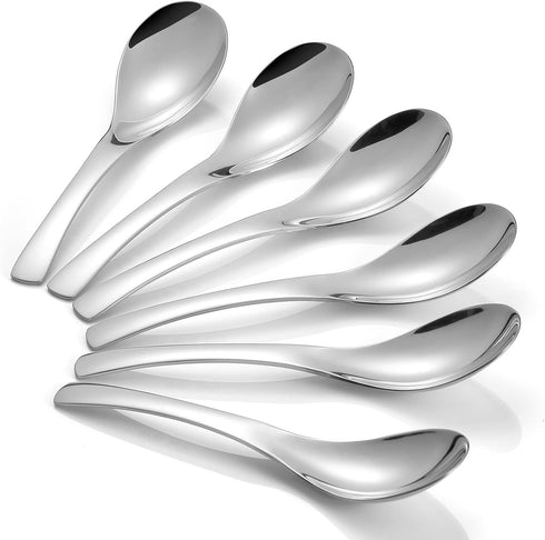Soup Spoons, 6 Pieces Cereal Spoon, 6.7 Inch Table Spoons Silverware Thickened Stainless Steel, Kitchen Spoon Set of 6 for Soup, Silver, Dishwashe...