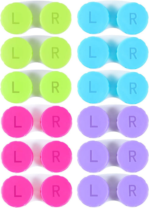 12 Pack Colorful Contact Lens Case Box Holder Container Soak Storage Kit...