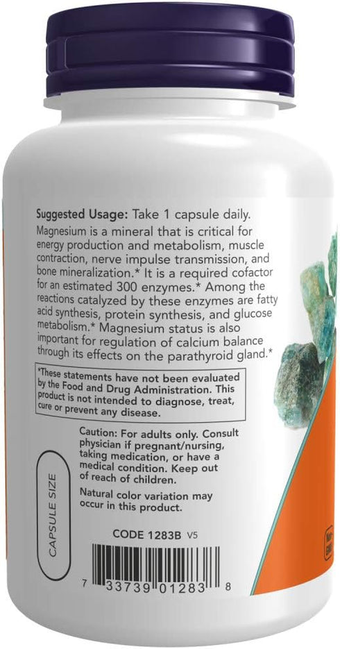 NOW Magnesium 400mg,180 Capsules (Pack of 2)...