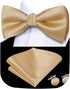 Hi-Tie Silk Pre-Tied Bowtie for Men Woven Bow Ties and Pocket Square Cufflinks Set for Wedding Party Formal...