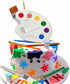 26 Pcs Art Cake Topper Paint Cake Decorations Painting Cake Toppers include Paint Pen Brush Painting Bucket Palette for Kids Birthday Baby Shower ...