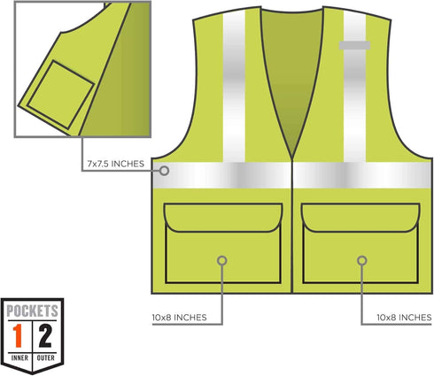 Ergodyne Unisex - Class 2 Standard Solid Vest Zipper, Zippered Lime, XX-Large-3X-Large US...