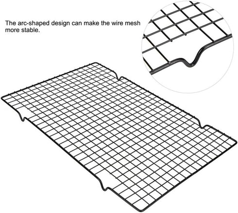 16 * 10 inch Cooling Rack for Baking, BBQ Grill Mesh Metal BBQ Barbecue Grill Grilling Mesh Wire Cooking Net Outdoor,Barbecue Grilled Grid?Black?...