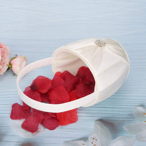 Adds an Elegant Touch, a Gift Basket and a Portable Flower Girl Basket with a Satin Bow on Each Side to memorize for The Wedding(Ivory)...