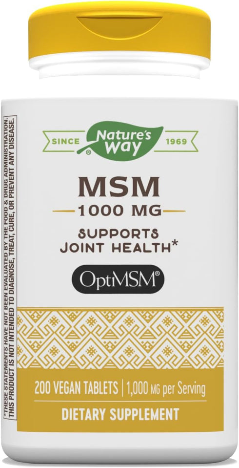 Nature's Way MSM 1000 mg - Joint Health Supplement* - With Methylsulfonylmethane - Gluten-Free & Vegan - 200 Tablets...
