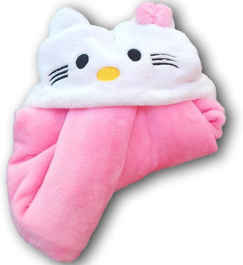 Hooded Toddler Blanket | Plush Soft Animal Baby or Infant Hoodie Blankie 36x27 + Hood (Light Pink)...