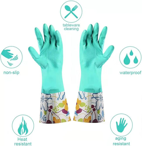 Dishwashing Rubber Gloves 3 Pairs, Aixingyun Non-Slip Household Laundry Kitchen Cleaning Gloves, Reusable PU Waterproof Latex Gloves Gift for Mom ...