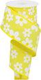 Daisy Wired Ribbon, Yellow White, Craft Supply to Make Wreath & Bow, 2.5 Inches x 10 Yard, Spring, Summer, Flower, Mother, Easter RG0193529...