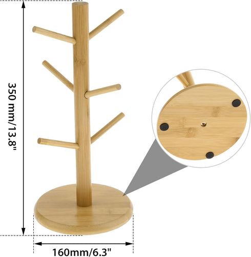 C&AHOME Coffee Mug Tree - 6 Hooks Mug Holder Tree,Wooden Coffee Cup Holder - Mug Tree Rack Stand Ideal for Countertop Standard Use...