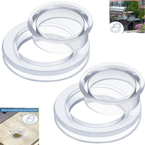 2Pcs Clear Standard Size Silicone Umbrella Hole Ring Plug and Cap Set for Glass Outdoors Patio Table Deck Yard 2 Inch Patio Table Umbrella Hole Ri...