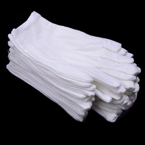 12 Pairs White Cotton Gloves Soft Cloth Dust Gloves Hand Gloves Work for Men Women Art Crafting Handling, Eczema, BBQ, Coin Jewelry Watch Inspecti...