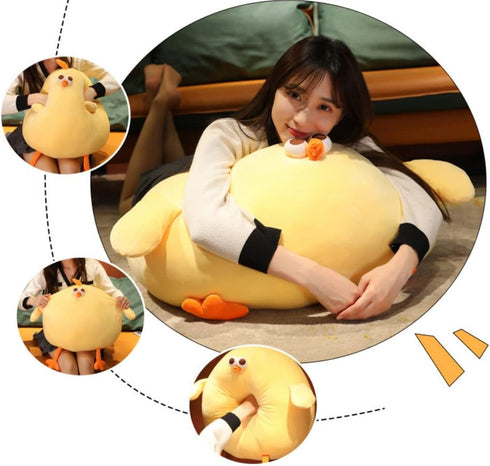 Funny Fat Chicken Plush Pillow 17.7", Super Soft Simulation Mother Hen Doll, Cute Plush Chicken Pillow, Chicken Plush Neck Pillow,Yellow Chicken S...